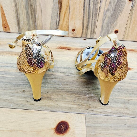 Wee Collection Gold Sequined Criss Cross Heels ~ NWOT! - Picture 4 of 6